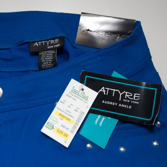 Attyre Studded Audrey Ankle Pant Blue 6 Crop 1604X - Picture 4 of 4